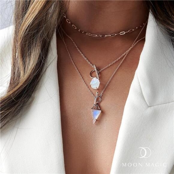 Moon Magic - Authentic Moonstone Earrings and Necklace Gift Set/Real 925 - Picture 4 of 7